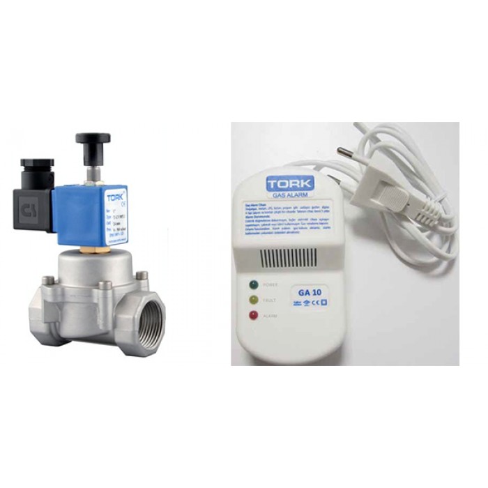 Gaz Alarm +1'' Selenoid Vana Doğalgaz LPG Güvenlik Seti