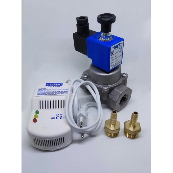 Gaz Alarm + 1/2'' Selenoid Vana Lpg İçin Güvenlik Seti 220Vac Set